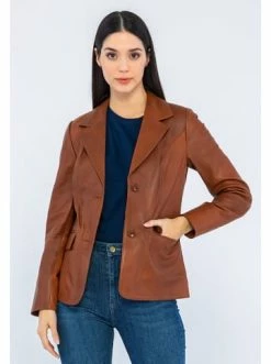 Blitzangebot 😍 Jacken & Mäntel GIORGIO DI MARE Lederblazer In Hellbraun Günstig Kaufen 😉