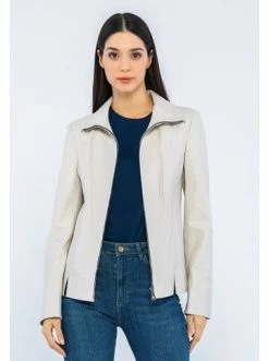 Bestpreis 🔥 Jacken & Mäntel GIORGIO DI MARE Lederjacke In Creme Günstig Kaufen 🤩