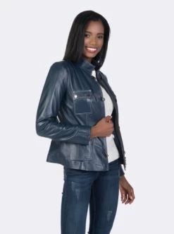 Budget 🎁 Jacken & Mäntel GIORGIO DI MARE Lederjacke In Dunkelblau Günstig Kaufen ✨