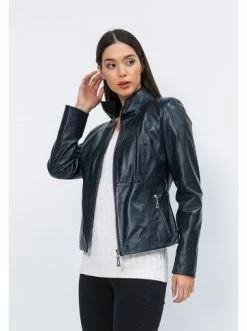 Brandneu 🎁 Jacken & Mäntel GIORGIO DI MARE Lederjacke In Dunkelblau Günstig Kaufen 🔥 -Giorgio Di Mare Shop giorgio di mare lederjacke in dunkelblau 28