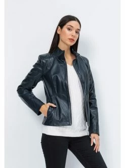 Brandneu 🎁 Jacken & Mäntel GIORGIO DI MARE Lederjacke In Dunkelblau Günstig Kaufen 🔥 -Giorgio Di Mare Shop giorgio di mare lederjacke in dunkelblau 29